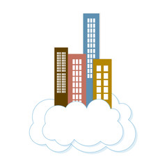 Fototapeta premium modern urban city buildings towers on a cloud. vector illustration