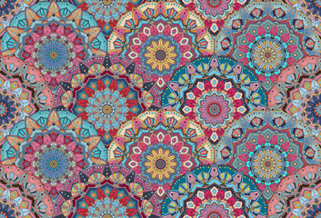 Scales pattern flower mandalas pink blue