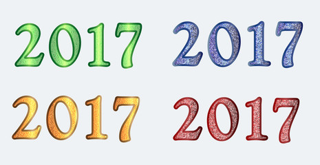 Set  2017 in different bright versions