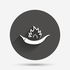 Hot chili pepper sign icon. Spicy food symbol.