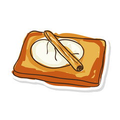 toast with cream and cinnamon bar. bakery food product. vector illustration