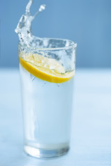 fresh cool water pouring into glass
