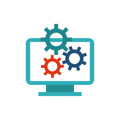 computer desktop monitor with seo icon vector illustration design