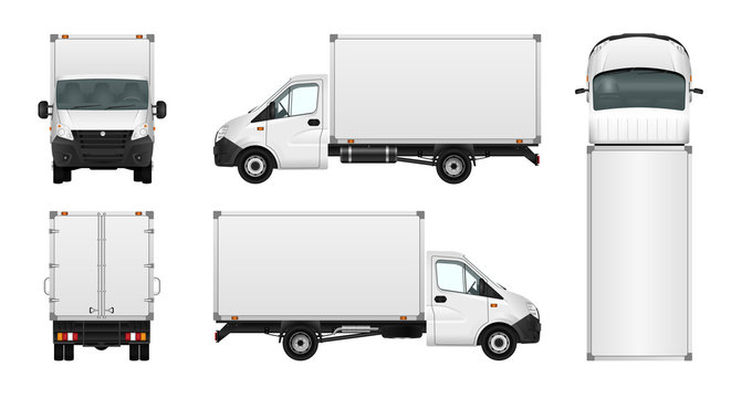 Cargo van vector illustration on white. City commercial minibus