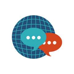 planet sphere with business icon vector illustration design