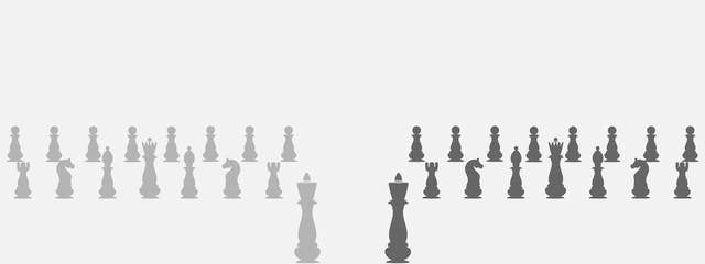 Black and white chess pieces. Vector