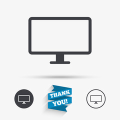 Computer widescreen monitor sign icon.