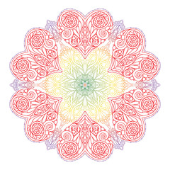 Colored decorative mandala with Love Hearts on white background