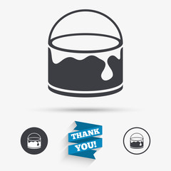 Bucket of paint icon. Painting works sign.