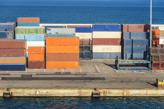 Containers in the port of Barcelona