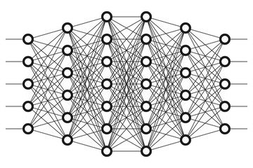 Neural net. Neuron network. Deep learning. Cognitive technology concept. Vector illustration