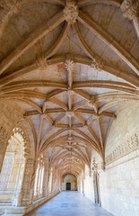 Cloister view of the Jeronimos Monastery in Lisbon, Portugal