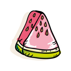 pink watermelon fruit food. drawn design. vector illustration
