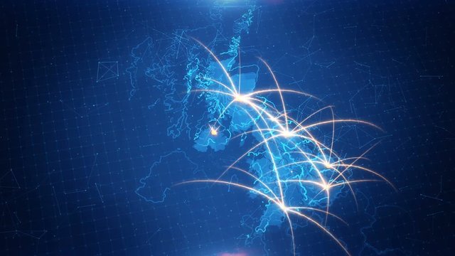 Map of the United Kingdom with the animated background.
