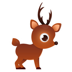 Cute deer isolated on white background. Game Design. Vector illustration