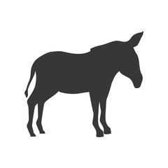 donkey farm animal. side view silhouette. vector illustration