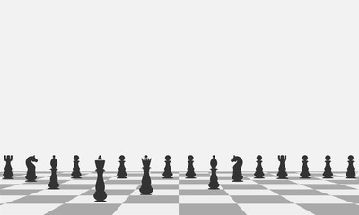 Beautiful background Black chess pieces on a chessboard. Vector
