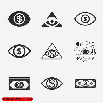 Money eye Icons set