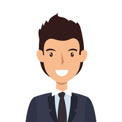 avatar man face smiling cartoon. wearing suit and tie. vector illustration