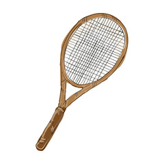 tennis racket sport game equipment. drawn design. vector illustration