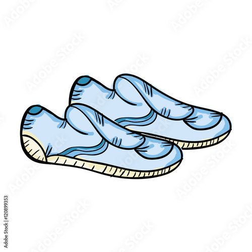 "water shoes pair. swimming equipment. drawn design vector illustration