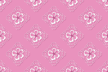 Cherry blossoms pink seamless pattern. Print colors used. 