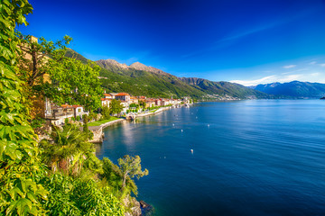 Sunrise in Cannero riviera village, lage Maggiore, Verbania, Piedmont, Italy