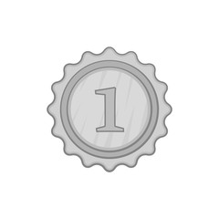 First place medal icon in black monochrome style on a white background vector illustration