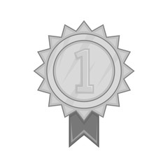 First place ribbon rosette icon in black monochrome style on a white background vector illustration
