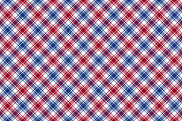 Red blue white diagonal check texture seamless pattern backgroun
