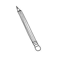 school pencil object with eraser. drawn design. vector illustration 