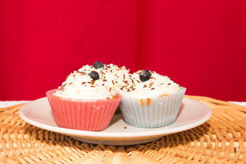 Cupcake on a red background