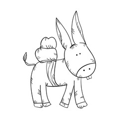 donkey animal. front view. drawn design vector illustration