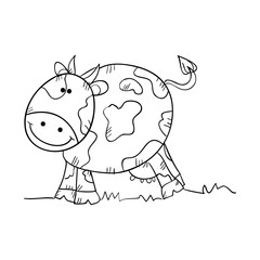 cow animal smiling face. front view. drawn design vector illustration