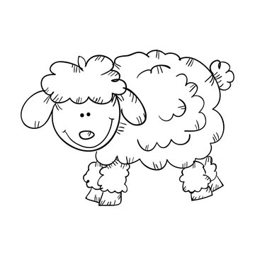 sheep smiling face animal. drawn design. vector illustration