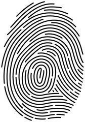Semi-simplified black fingerprint on white background