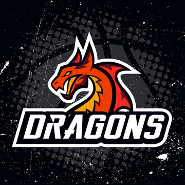 Dragon sport logo basketball design