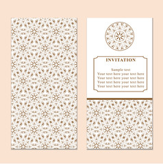 Invitation or wedding card with damask background 