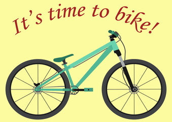 It's Time to Bike. Isolated Bicycle with Text
