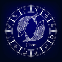 decorative patterned zodiac sign Pisces