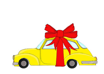 Yellow christmas car