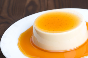 Panna cotta - Italian dessert with caramel sauce