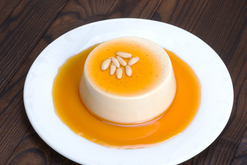 Panna cotta - Italian dessert with caramel sauce