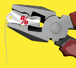 Price Squeeze, illustrated by pliers squeezing price tag