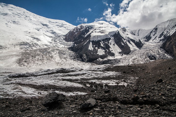 Great glacier near the Lenin peak at Pamir region