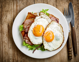 fried eggs on white plate