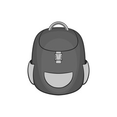 School backpack icon in black monochrome style isolated on white background. Bag symbol vector illustration