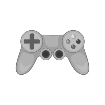 Joystick icon in black monochrome style isolated on white background. Play symbol vector illustration