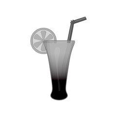 Fruit cocktail icon in black monochrome style isolated on white background. Drinks symbol vector illustration