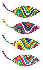Colorful Set of Stylish Striped Leafs